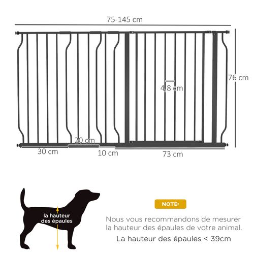 Barrière De Sécurité Animaux Réglable Avec Porte Acier Abs