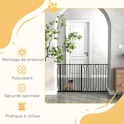 Barrière De Sécurité Animaux Réglable Avec Porte Acier Abs