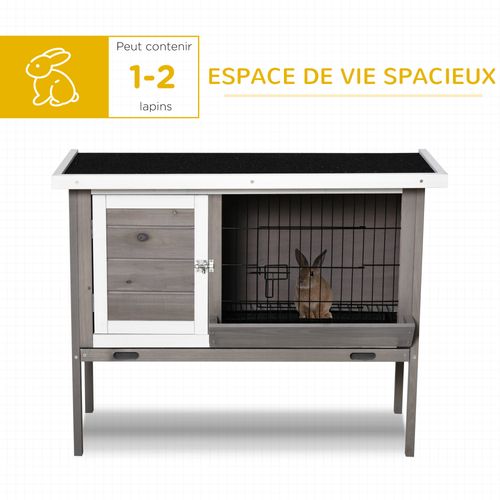 Clapier Sur Pied - 2 Portes, Toit Bitumé Ouvrant, Plateau Coulissant - Acier Bois