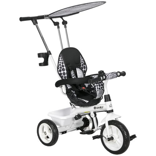 Tricycle Enfant Pare-soleil Pliable Canne Amovible Benne Rangement Acier
