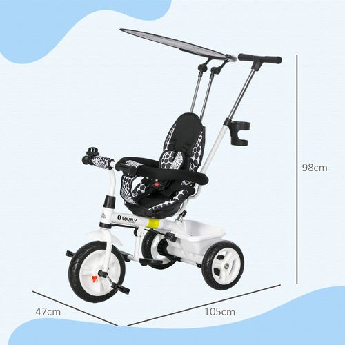 Tricycle Enfant Pare-soleil Pliable Canne Amovible Benne Rangement Acier