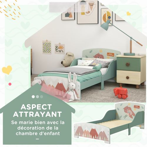 Lit Pour Enfant 3-6 Ans Design Mountain Adventure - Sommier à Lattes Inclus