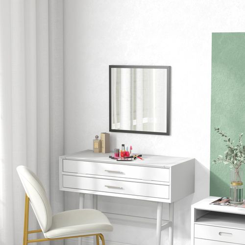 Miroir Mural Carré Dim. 50l X 50h Cm Cadre Bois Noir