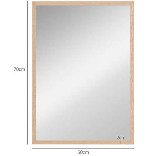 Miroir Mural Rectangulaire Dim. 50l X 70h Cm Cadre Mdf Aspect Bois Clair