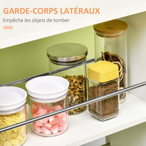 Chariot Desserte De Cuisine - Tiroir, 2 Étagères - Panneaux Acier