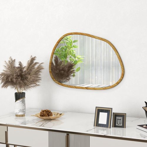 Miroir Mural Décoratif Forme Organique Dim. 70l X 50h Cm Bois Verni