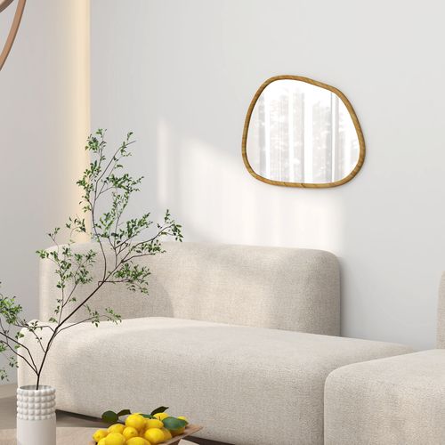 Miroir Mural Décoratif Forme Organique Dim. 70l X 50h Cm Bois Verni