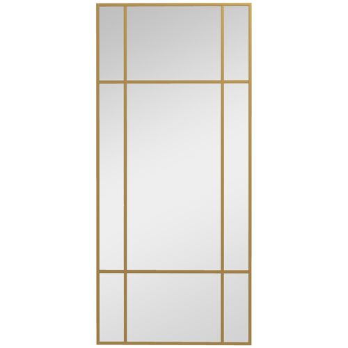 Miroir Mural Verrière Rectangulaire - Dim. 110l X 50h Cm - Métal Doré