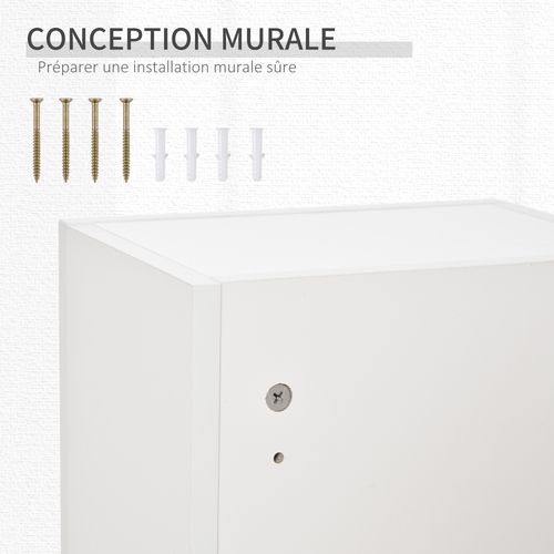 Armoire à Pharmacie Murale Verrouillable - 5 Niveaux - Verre Panneaux Blanc