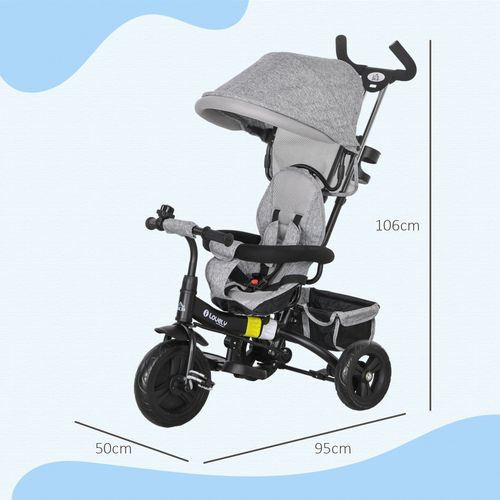 Tricycle Enfant Évolutif Pare-soleil Pliable Canne Télescopique Amovible Acier