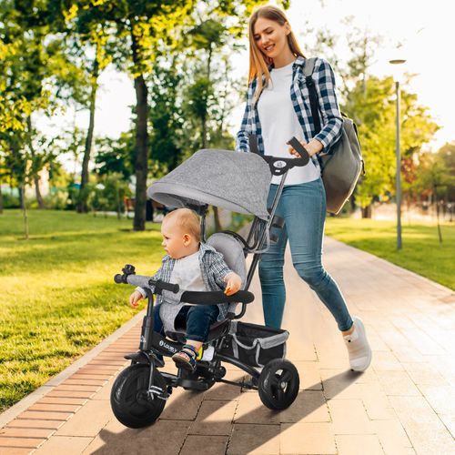 Tricycle Enfant Évolutif Pare-soleil Pliable Canne Télescopique Amovible Acier