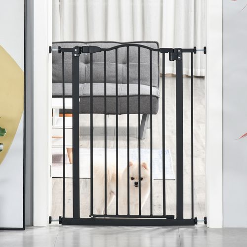 Barrière De Sécurité Pour Chien Extensible 74-80 Cm -h. 94 Cm - Sans Perçage - Métal Noir