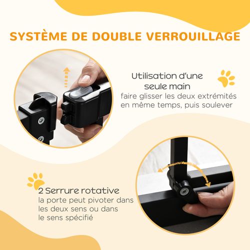 Barrière De Sécurité Pour Chien Extensible 74-80 Cm -h. 94 Cm - Sans Perçage - Métal Noir