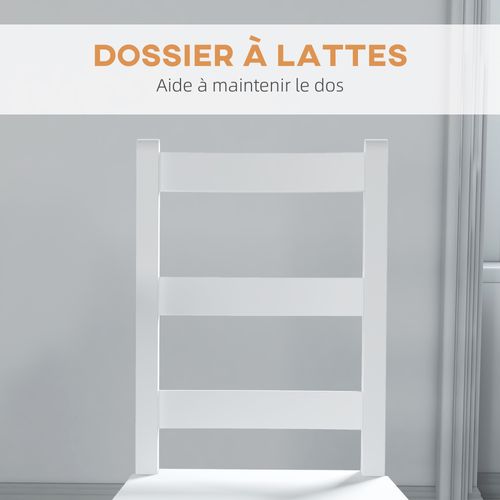 Lot De 2 Chaises Dossier Lattes Style Rural Chic Bois De Pin Blanc