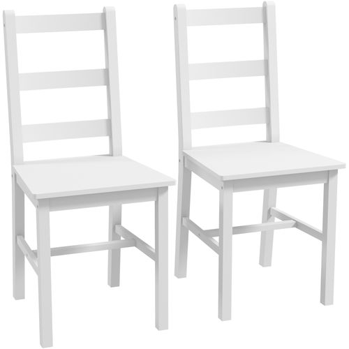 Lot De 2 Chaises Dossier Lattes Style Rural Chic Bois De Pin Blanc
