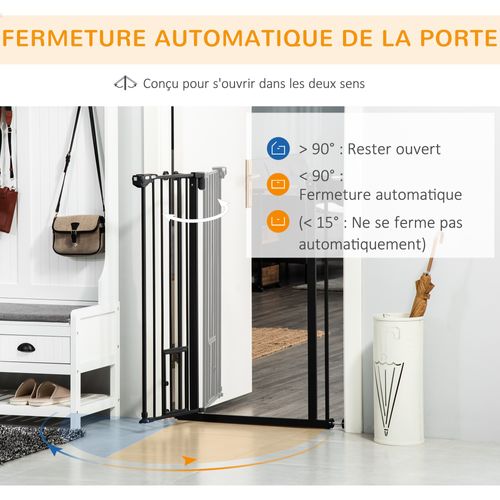 Barrière De Sécurité Chien H.104 Cm - Porte Double Verrouillage - Sans Perçage - Acier