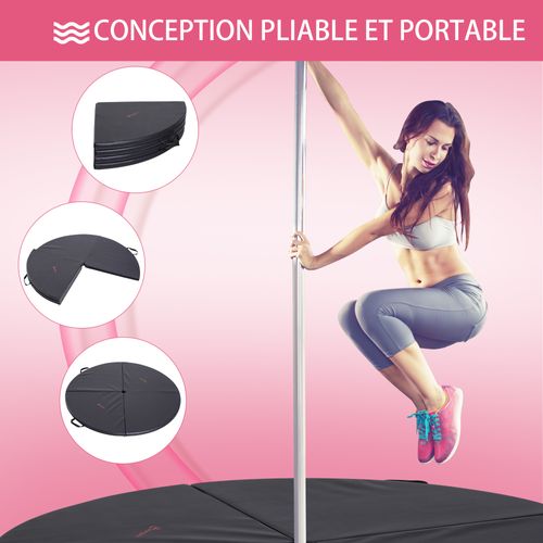 Tapis De Pole Dance Pliable D. 150 Cm Épaisseur 5 Cm Pvc Noir