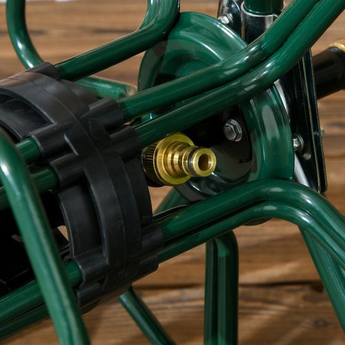 Dévidoir Chariot Métal Sur 2 Roues 30m - Enrouleur Tuyau D'arrosage - Métal Vert