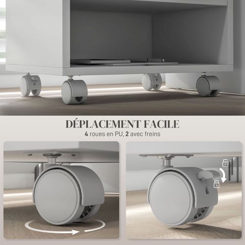 Support D'imprimante Caisson De Bureau 3 Niches