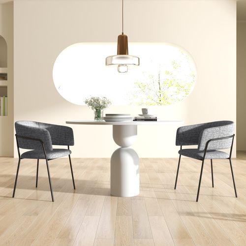 Lot De 2 Chaises Design Piètement Acier Noir Aspect Velours