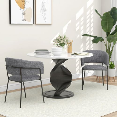 Lot De 2 Chaises Design Piètement Acier Noir Aspect Velours