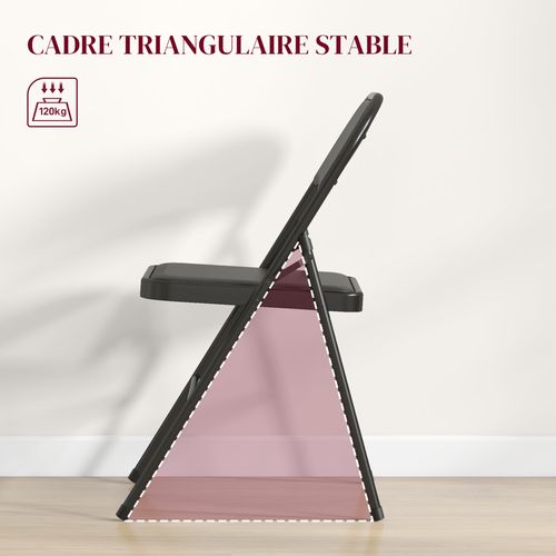 Lot De 2 Chaises Pliantes Assise Dossier Rembourrés Acier Synthétique