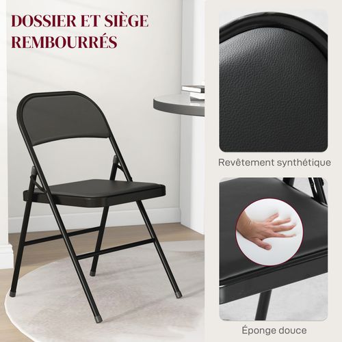 Lot De 2 Chaises Pliantes Assise Dossier Rembourrés Acier Synthétique