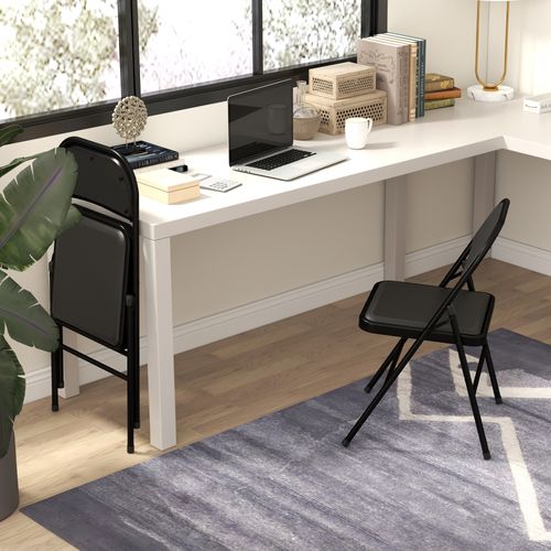 Lot De 2 Chaises Pliantes Assise Dossier Rembourrés Acier Synthétique