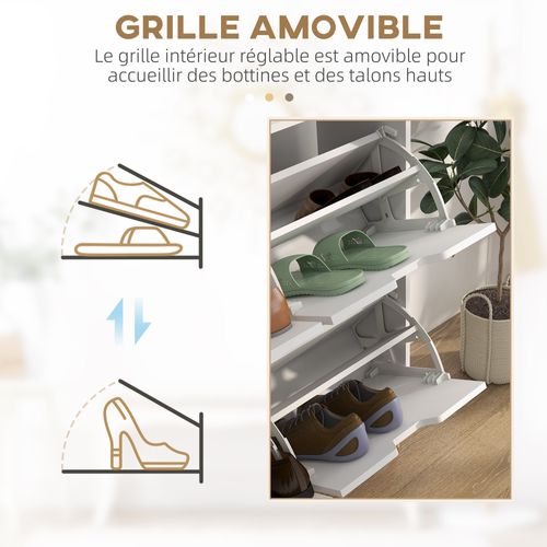 Meuble à Chaussures Style Scandinave 4 Portes 4 Étagères