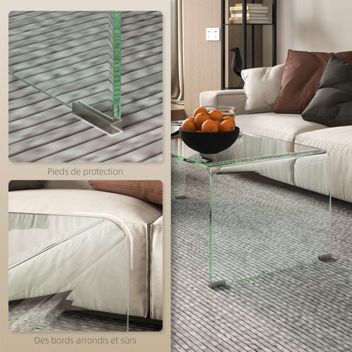 Table Basse Design Contemporain Verre Trempé 10 Mm