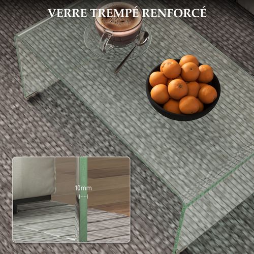 Table Basse Design Contemporain Verre Trempé 10 Mm