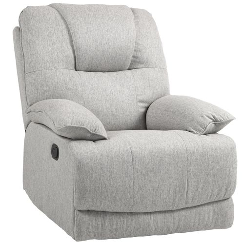 Fauteuil Relax Inclinable Réglable Repose-pied Intégré Tissu Gris Clair