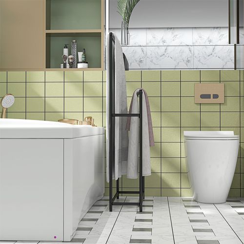 Porte-serviettes Sur Pied 2 Niveaux Métal Noir