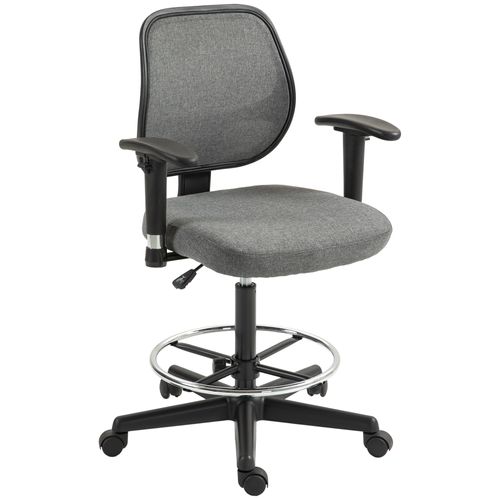 Chaise De Bureau Assise Haute Réglable Pivotante Tissu Gris Chiné