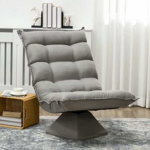 Fauteuil Relax Pivotant Inclinable Tissu Velours Microfibre Gris Clair