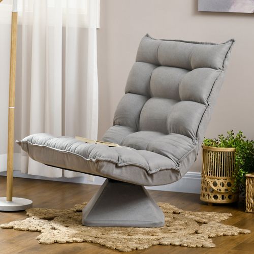 Fauteuil Relax Pivotant Inclinable Tissu Velours Microfibre Gris Clair