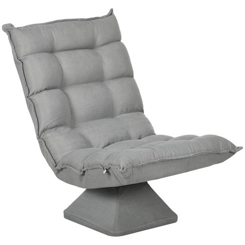 Fauteuil Relax Pivotant Inclinable Tissu Velours Microfibre Gris Clair
