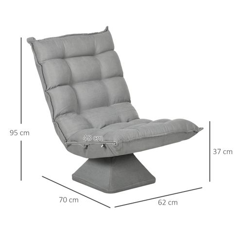 Fauteuil Relax Pivotant Inclinable Tissu Velours Microfibre Gris Clair