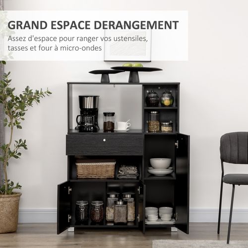 Meuble De Cuisine Multi-rangements Panneaux Particules Noir