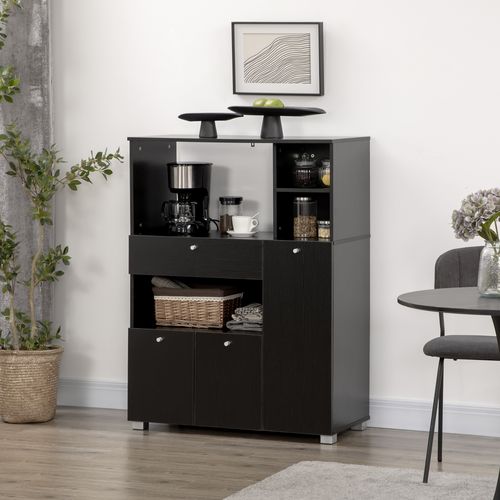 Meuble De Cuisine Multi-rangements Panneaux Particules Noir