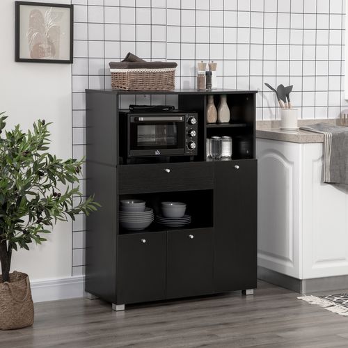 Meuble De Cuisine Multi-rangements Panneaux Particules Noir