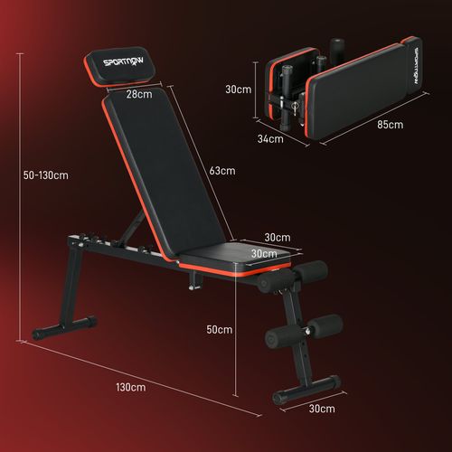 Banc De Musculation Pliable Inclinable Abdominaux Acier Pu Rouge Noir
