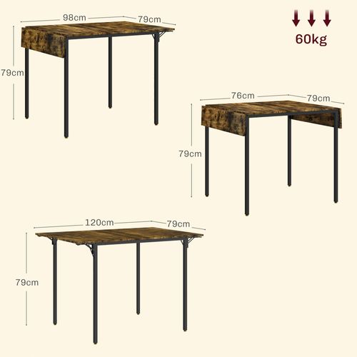 Table à Manger Pliante Avec 2 Abattants, 3-4 Personnes, En Mdf