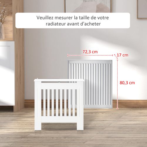 Cache-radiateur - Lattes Verticales - Dim. 78l X 19l X 81h Cm - Blanc