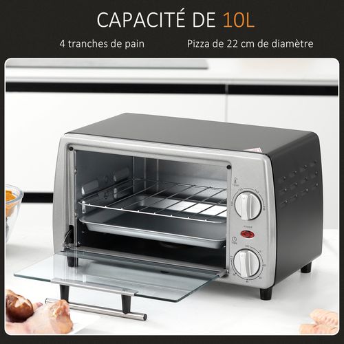 Mini Four Électrique 750w 10l - Grille, Plateau - 100-230°c, Timer