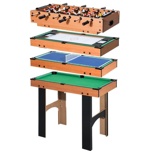 Table Multi Jeux 4 En 1 Babyfoot Billard Air Hockey Ping-pong Avec Accessoires