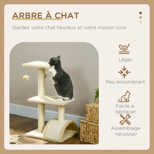 Arbre à Chat Griffoir Grattoir Peluche Sisal Naturel