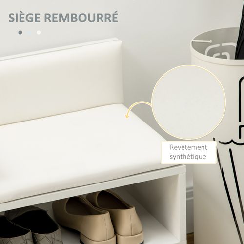 Banc Meuble à Chaussures 2 En 1 Style Scandinave Bois Pin Blanc