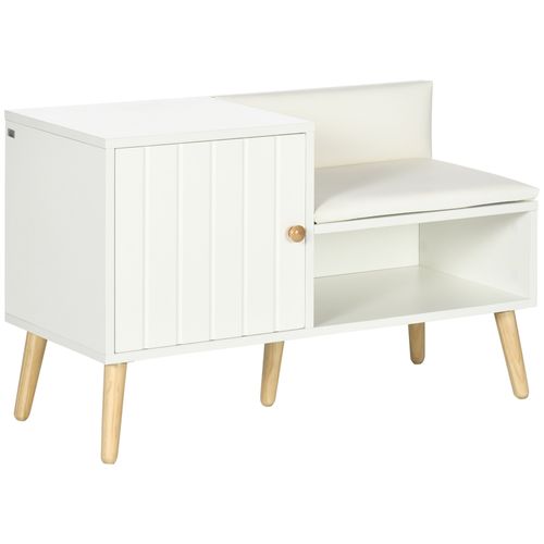 Banc Meuble à Chaussures 2 En 1 Style Scandinave Bois Pin Blanc