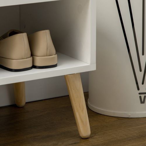 Banc Meuble à Chaussures 2 En 1 Style Scandinave Bois Pin Blanc